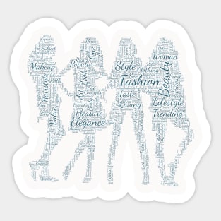 Girls Fashion Silhouette Shape Text Word Cloud Sticker